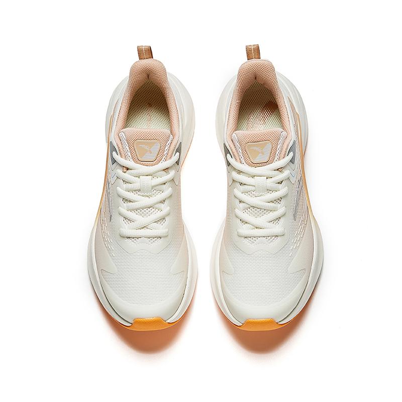 Anta Comfortable Versatile Non-Slip Wear-Resistant Shock Absorbing Low-Top Casual Running Shoes Women Sneaker White Orange 922435502-3