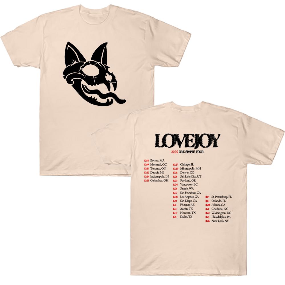Loveoy 2025 One Simple Tour T-skjorter Lovejoy Band Grafiske T-skjorter Casual Herreklær Mote Unisex Høy Kvalitet Bomulls-T-skjorte Y2K