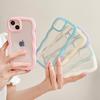 Fashion Transparent Curly Wave Case for iPhone 11 12 13 14 15 Pro Max 7 8 Plus X XR XS Shockproof Bumper Cover Capa Aesthetic