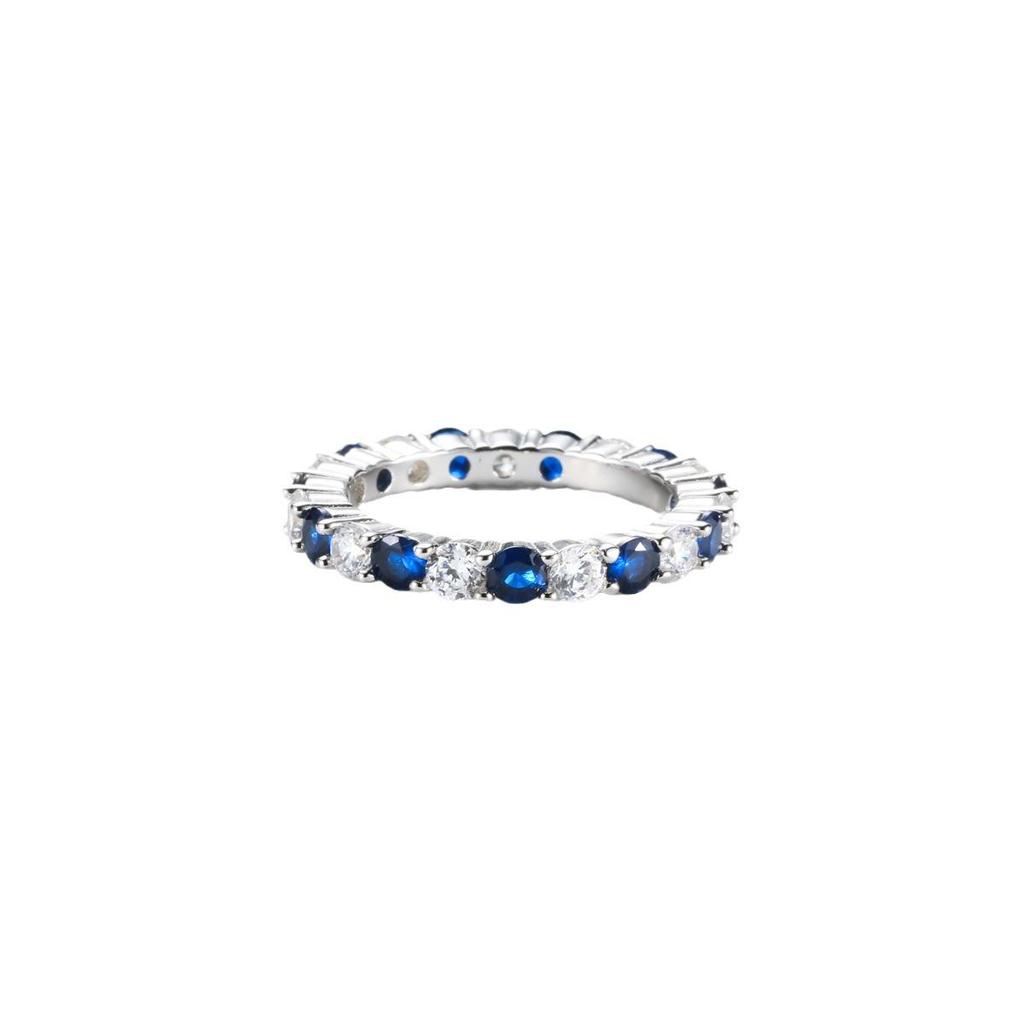 S925 Sterling Silver High Carbon Diamond Eternity Ring - Women's Simple Stackable Full Diamond Design