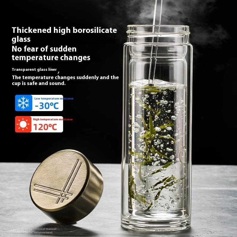 Gianxi Pure Titanium Glass Cup Men'S Tea Cup High Borosilicate Tea Water Separation Cup Office High-End Titanium Cup