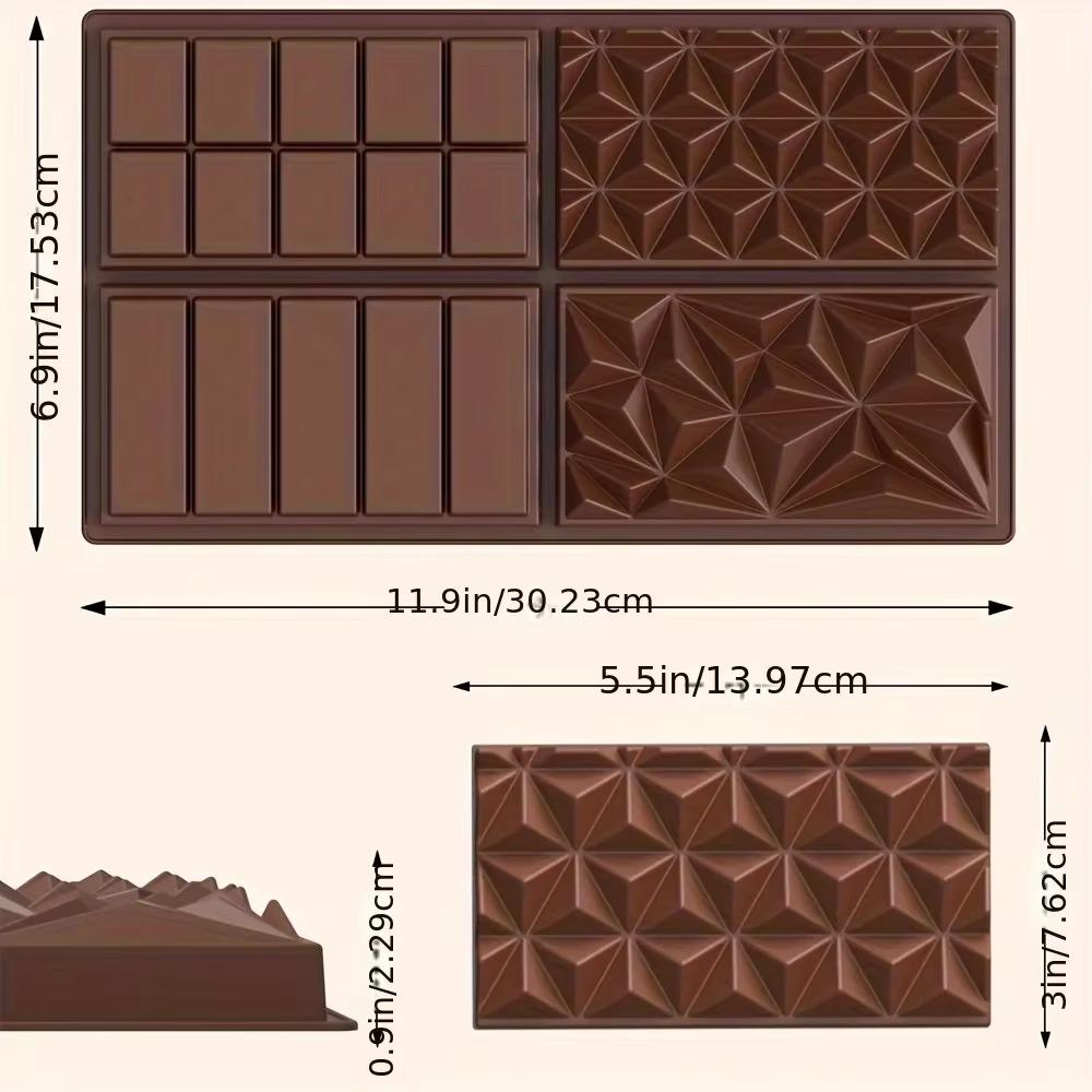 Deep Dubai Chocolate Bar Mold - Large Silicone Mold for Pistachio Filled Bars & Knafeh Cream, Professional Candy Making Tool