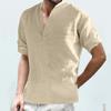 Designer Spring Summer Men's Casual Cotton Linen Solid Color Long Sleeve Shirts Loose Stand Collar Shirts
