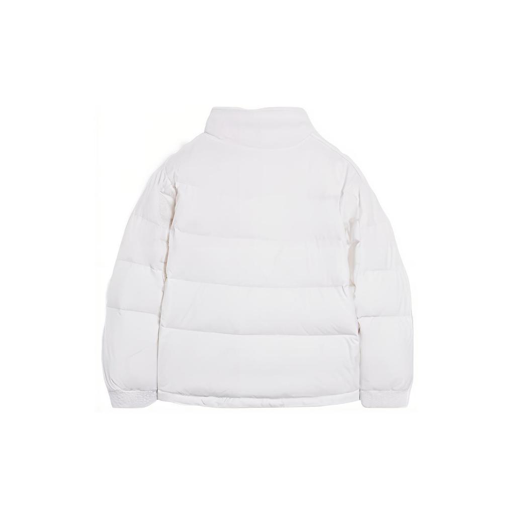 Li Ning Fitness Series Solid Color Casual Loose Stand Collar Warm Down Jacket Women Outerwear White AYMS268-1