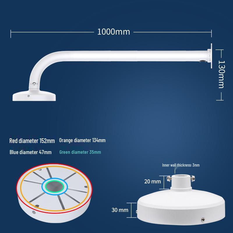 Aluminum Alloy Smart Camera Wall Mount with Cable Concealment, Indoor/Outdoor Extended Pole, and Dome Bracket