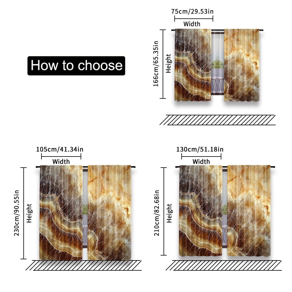 2Pcs Marble Curtain Onyx Stone Surface Pattern Banded Variety Differing Lines Image Suitable For Bedroom Bathroom Living Room