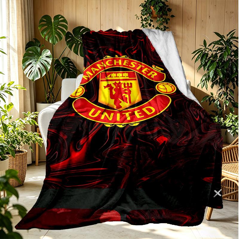 Football United F.C Pattern Blanket for Home Decoration, Bed, Sofa, Car Travel, Camping, Suitable for All Seasons, Birthday Christmas Gift
