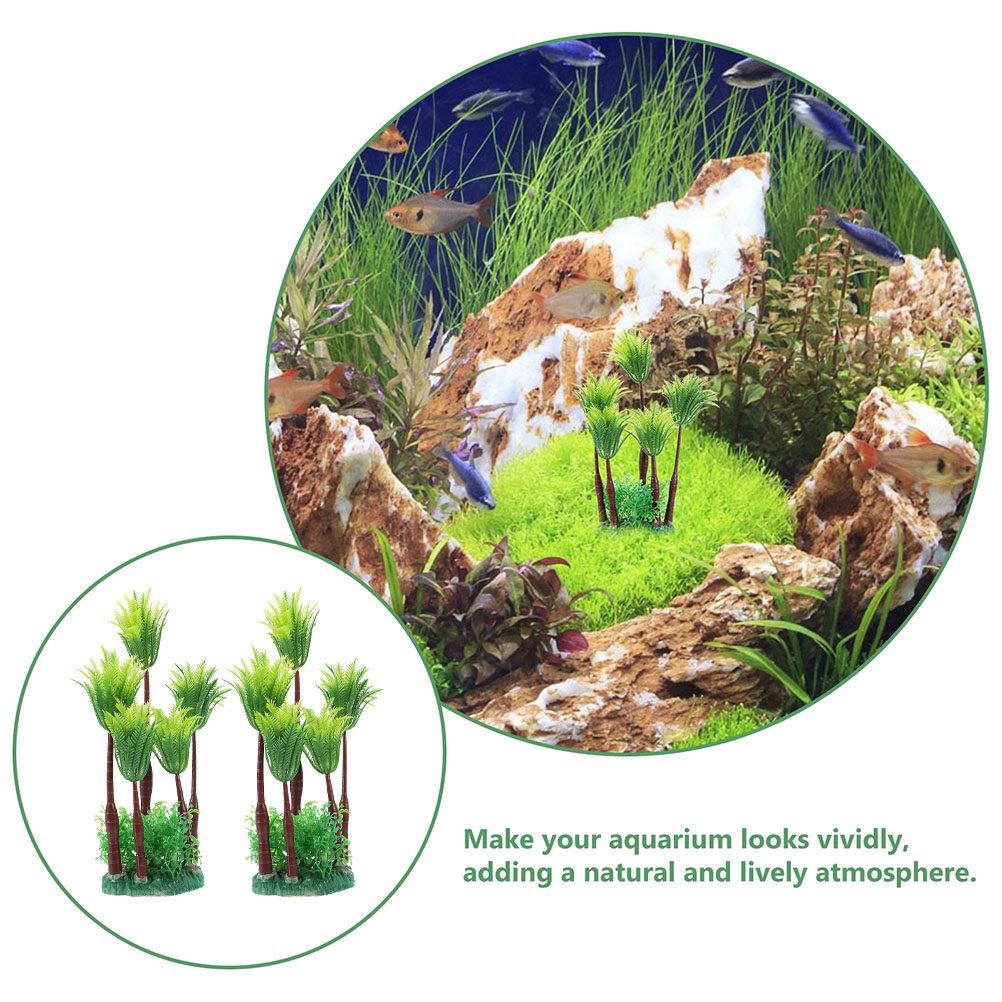 2Pcs Vivid Plastic Aquarium Plants Lifelike Water Grass for Fish Tank Decor Natural Hideout Play Environment Safe Soft Material