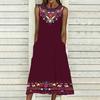 Oversized Ladies Sleeveless Round Neck Dress Soft Mixed Floral Printed Flowy Midi Gown