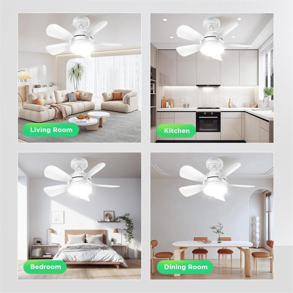 Socket Ceiling Fans with Lights and Remote - Fan Light Dimmable Led Bulb,Screw in Small