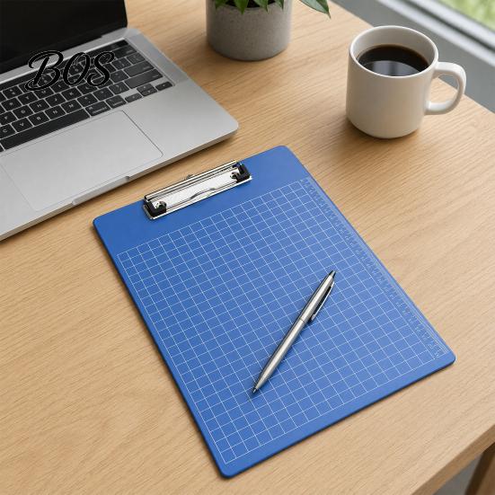 A4 Paper Clip Board File Folder, with Reinforced Metal And Clear Scale Ruler Clipboard Ruler, Portable Document Writing Pad, for Office School