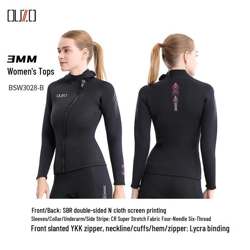 OUZO 3mm Unisex Two-Piece Wetsuit for Diving, Snorkeling, Surfing, and Winter Swimming – Cold Protection and Warmth Top and Pants.