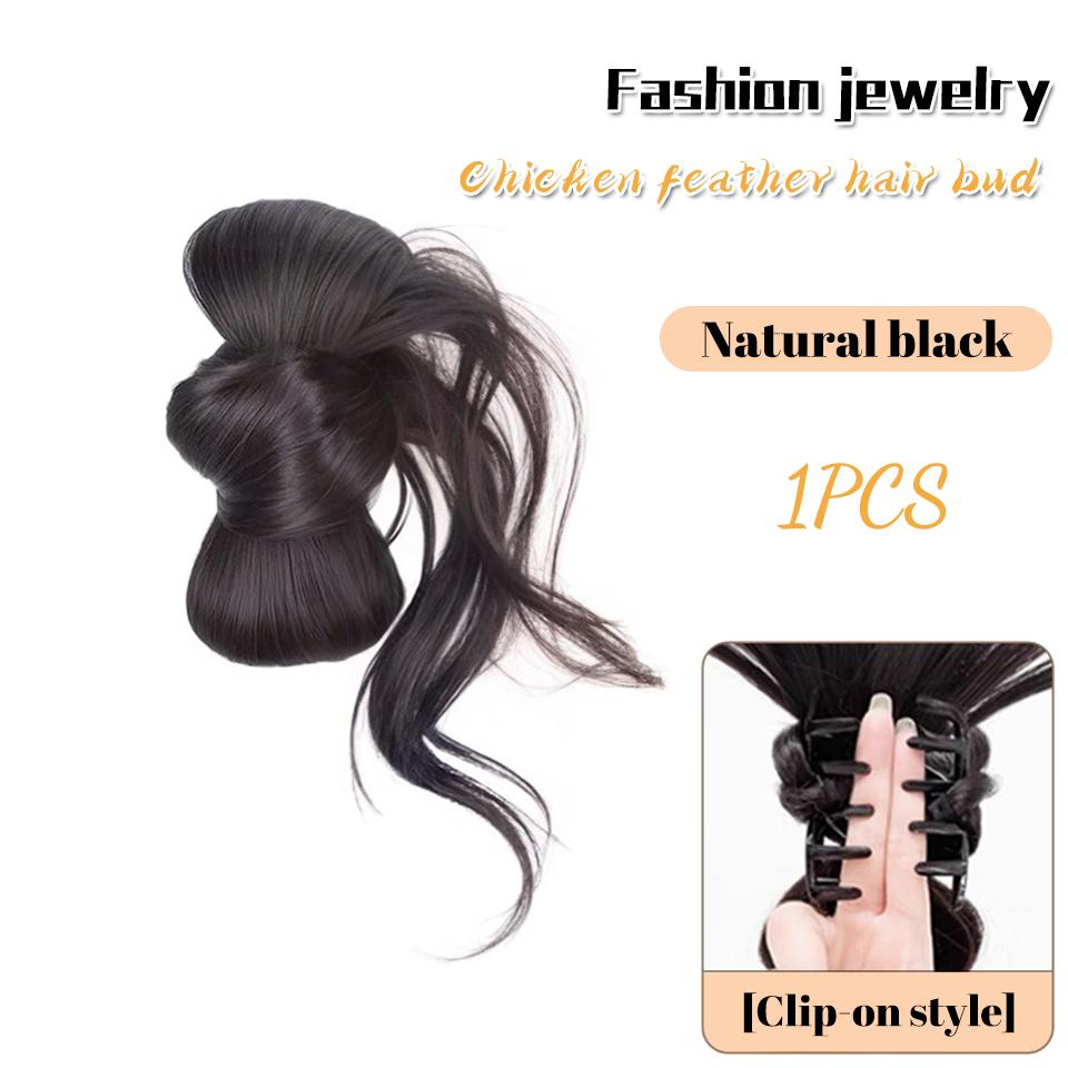 Chicken Feather Hair Band Claw Clip Feather Shuttlecock Hair Extensions Messy Hair Bun Crab Clip High Ponytail Hair Accessories