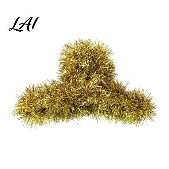 Holiday Hair Accessories for Christmas Party Shiny Tinsel Claw Clip Women Festive Updo Shark Clip Themed Pins Elegant Accessory Thick And
