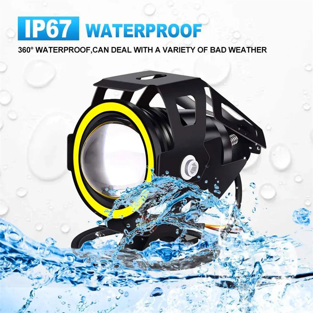 Motorcycle Headlight Fog Lights Super Bright Abgle Eyes Additional Spotlights Universal Moto Auxiliary U 7 Mini LED Driving Lamp