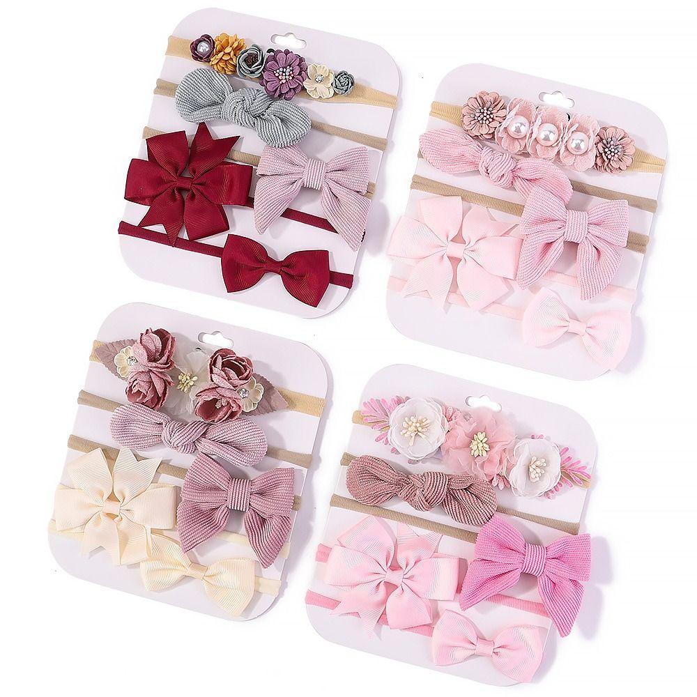 10Pcs Luxury Nylon Elastic Headband Flower Lace Hair Ties  for Baby Girl Infant Newborn Toddler