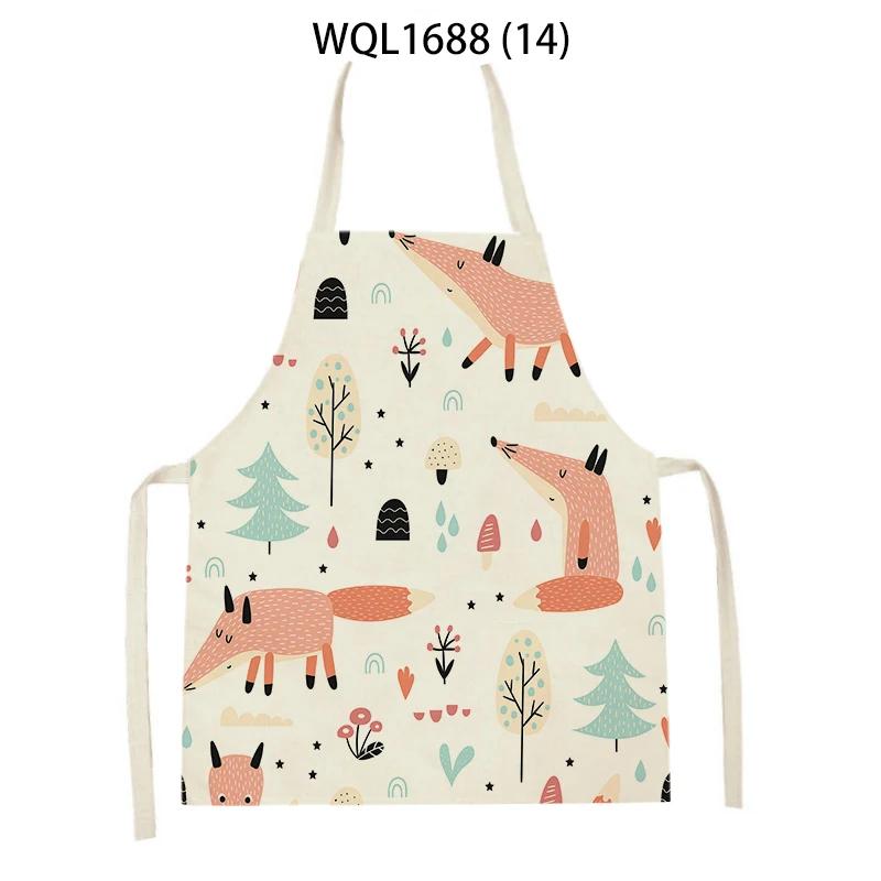 Süßes Fuchs-Muster Leinen Kochschürzen Frau Mann Reinigungs-Küchenschürzen Backzubehör Haushalts-Schürze Reinigungszubehör