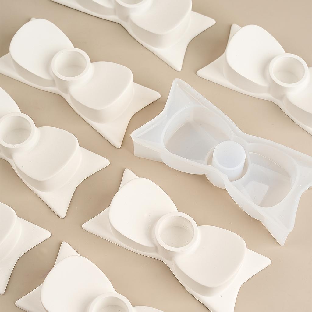 3D Bow Candle Holder Silicone Mold DIY Bowtie Candlestick Plaster Casting Molds Concrete Resin Craft Making Home Decor Art Gift