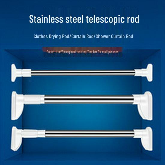 Tijă telescopică fără pumni: Suport pentru uscat haine și perdea ușor de instalat