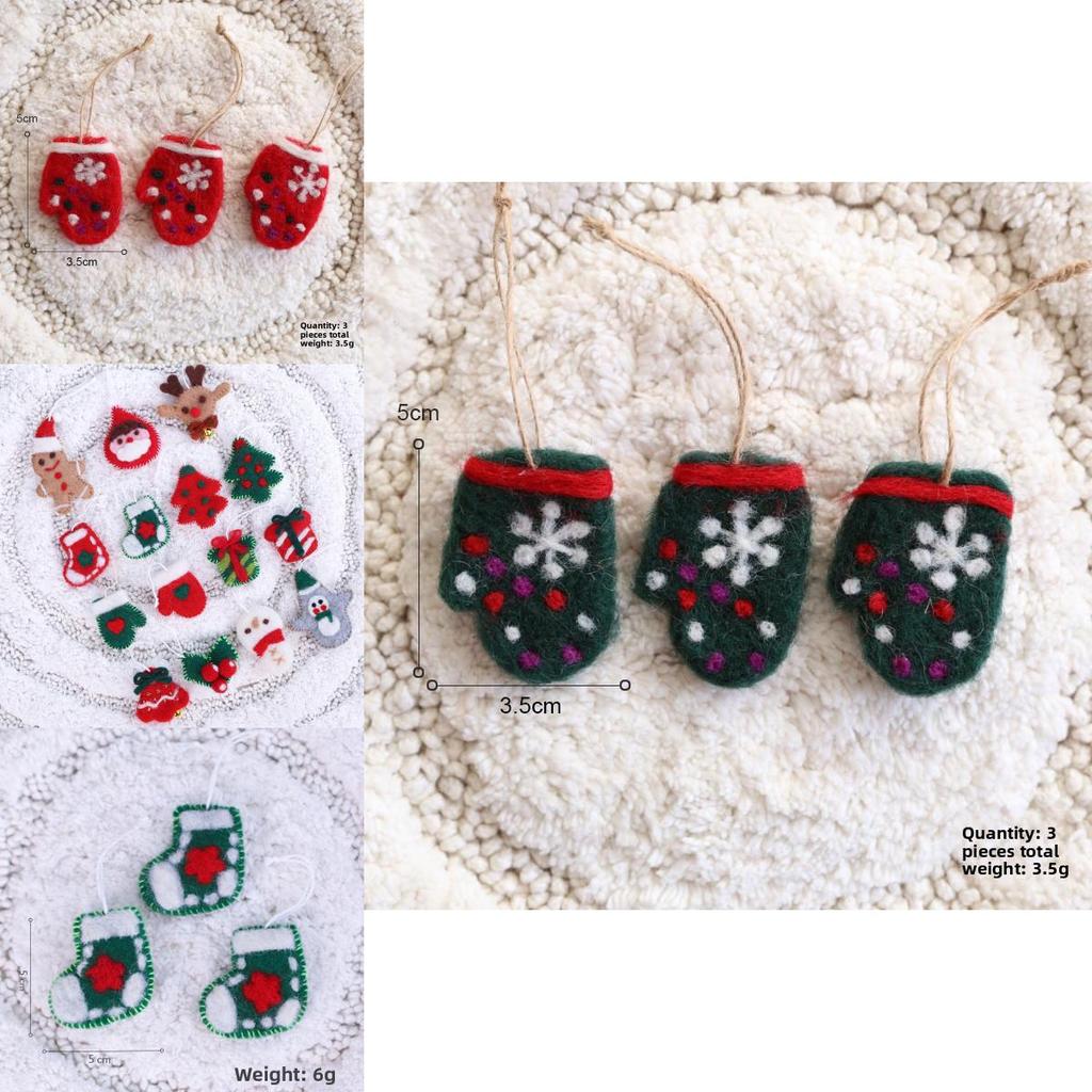 Christmas Tree Wool Felt Ornaments With Cartoon Design For Holiday Decor