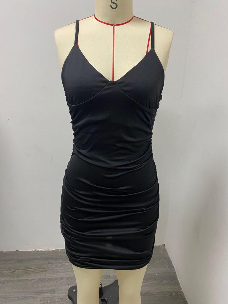Sexy V-Neck Backless Bodycon Dress for Women - Cross-Seasonal Fashion