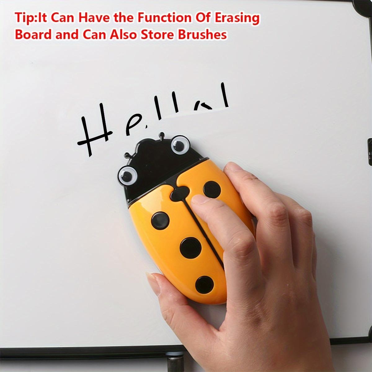 

1 Pcs Ladybug Magnetic Pen Holder And Eraser - Dual Purpose Whiteboard Accessory Cartoon Plastic Storage Box жёлтый