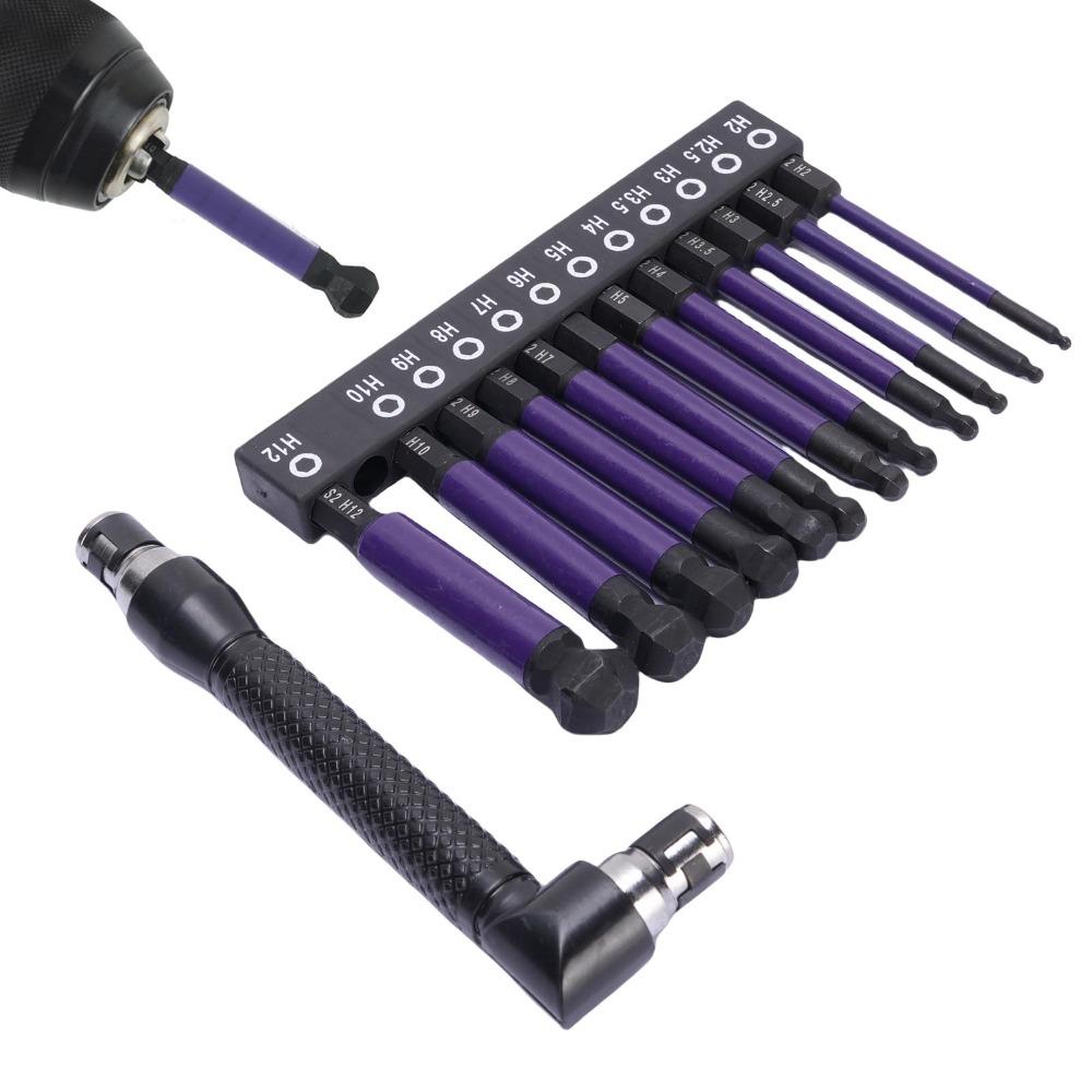 12pcs S2 Alloy Steel Ball End Hex Bit Set Allen Wrench Drill Bit Set  Power Drill Use