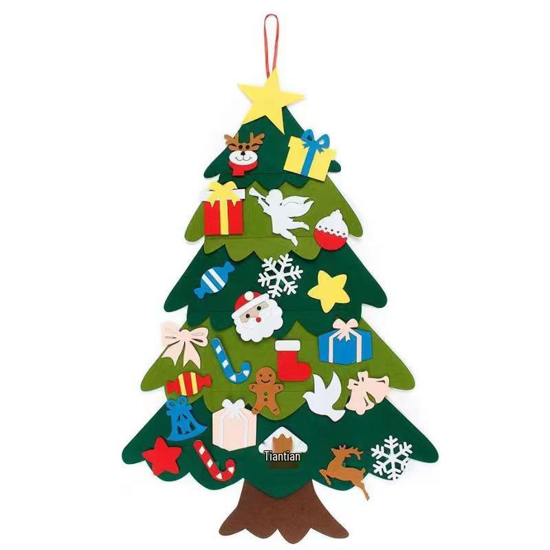 Handmade Felt Christmas Tree for Kids with DIY Ornaments and 3D Pendant