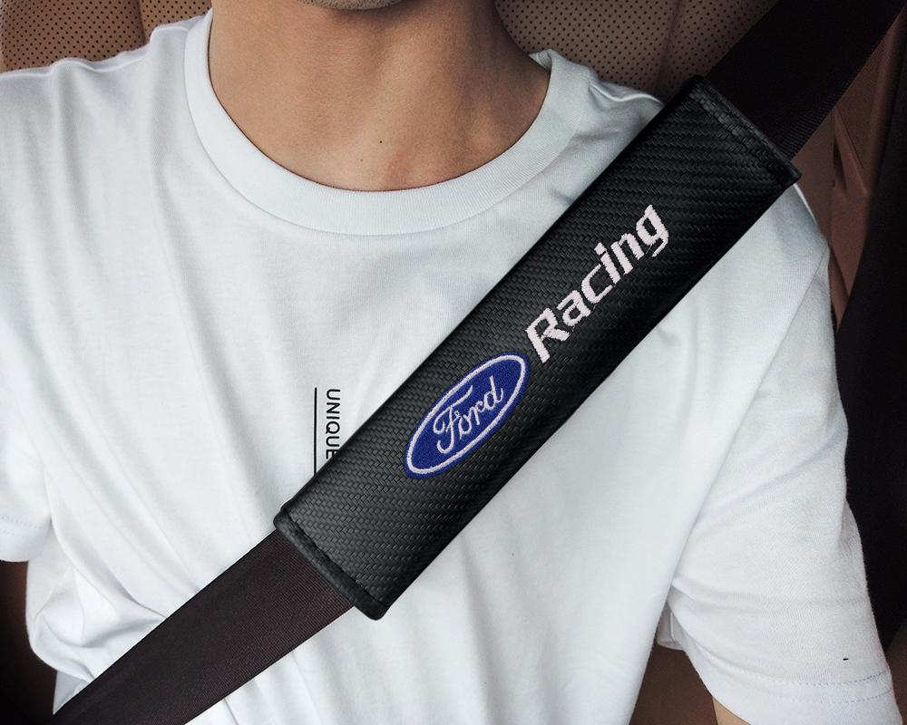 1/2PCS Carbon fiber Car Seat Belt Shoulders Pads Covers For Ford Mondeo Explorer edge Focus fiesta Kuga Shelby Mustang ST Racing