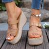 Summer 2026 Fashion Women Slip on Platform Wedges Flats Comfortable Peep Toe Plus Size Shoes for Women 36-43 Women Sandals