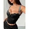 Outfitgirl Niche Design Flower Chest Wrap Diamond Decorations Short Chest Wrap Fishbone Sexy Look Fairer Slimming Vest