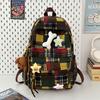 Schoolbag Retro Plaid Backpack Women's Large Capacity Leisure Travel Fashion Bag Versatile Backpack High Value Student School Bag