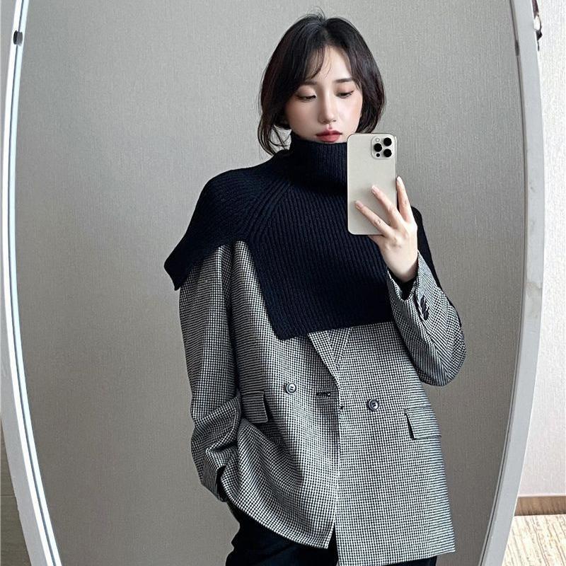 Pullover Scarf Knitted Shawl Winter Scarf False Collar Coat Bib Warm Scarf Turtleneck Slit Jumper Shawl Clothes Accessories