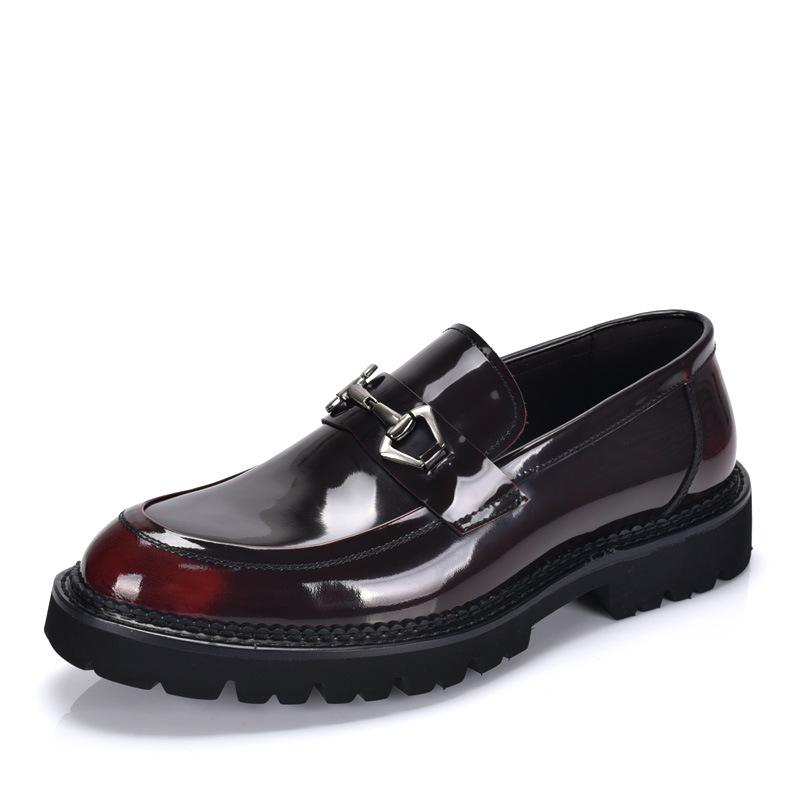 Men's Genuine Leather Loafers: Comfortable, Business Casual Shoes with Thick Soles for Weddings & Trendy, Versatile British Style.