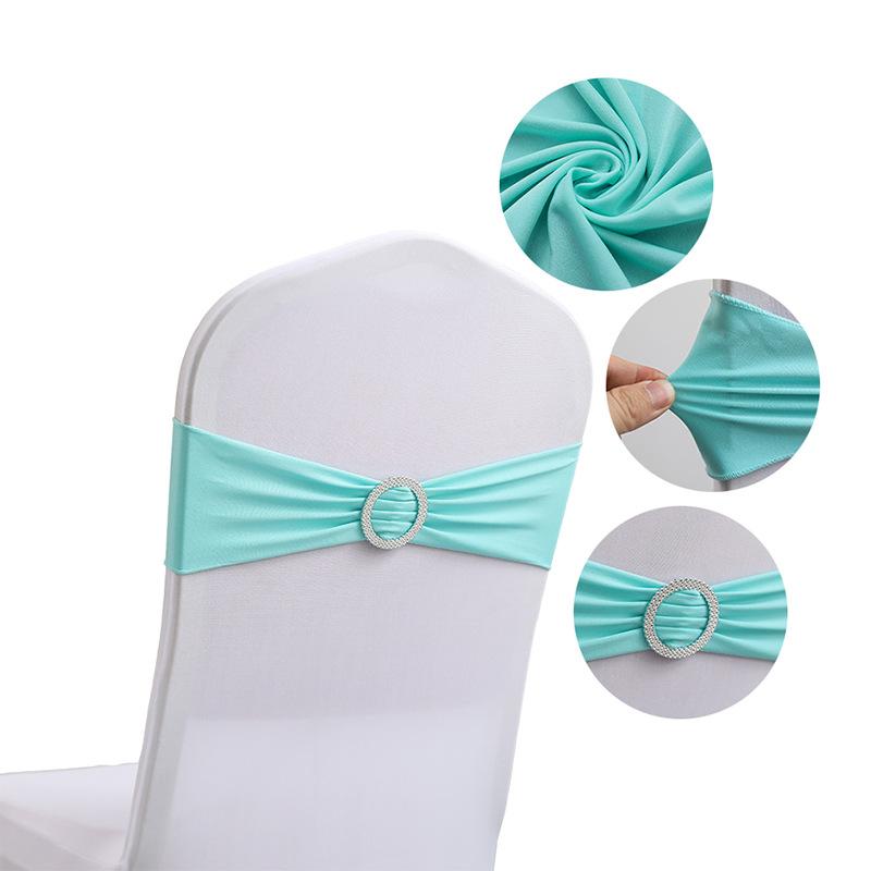 LMETJMA 10 Pcs Spandex Chair Sashes Premium Stretch Bows With Buckle Slider Universal Elastic Bands for Wedding Party Banquet