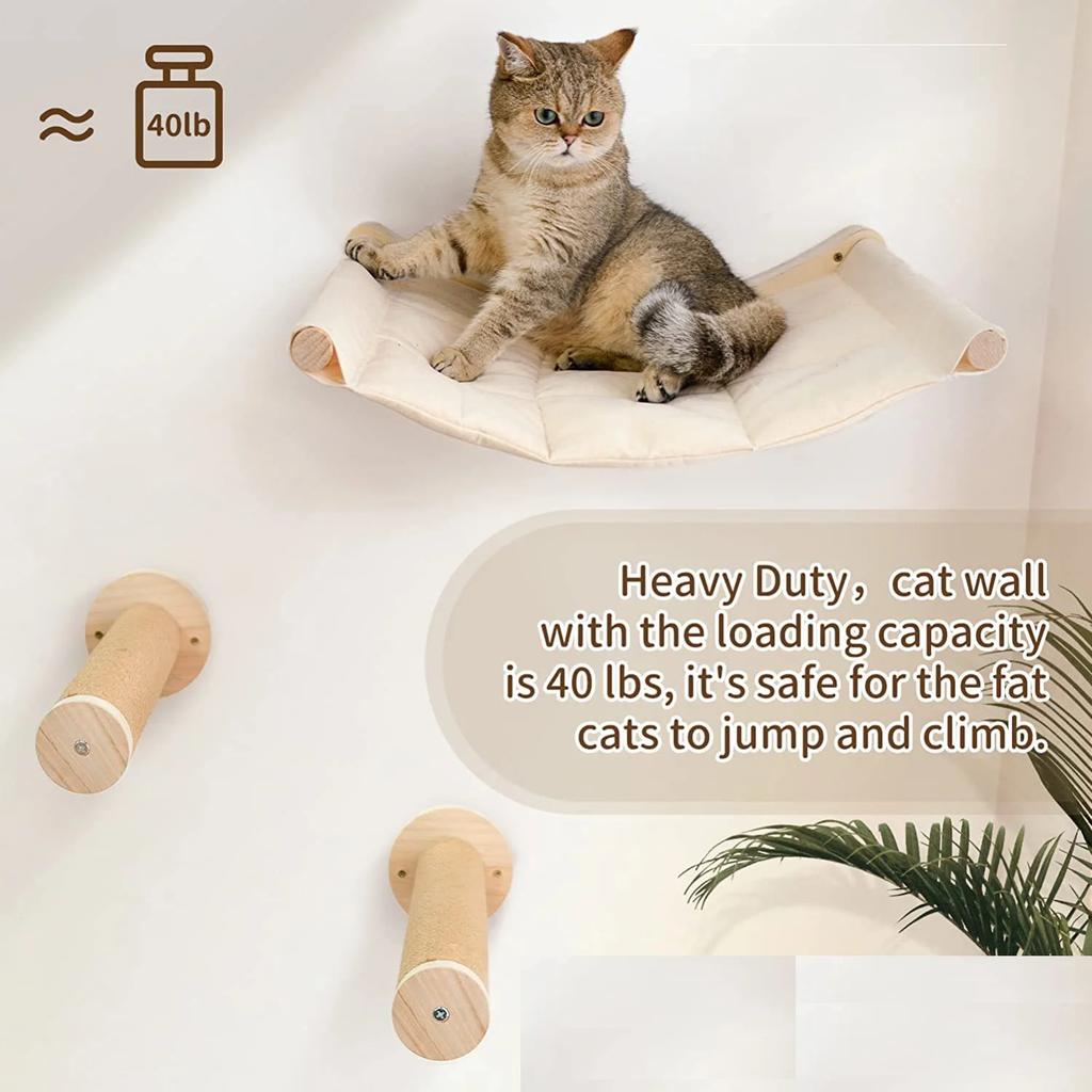 Wandmontierte Katzenhängematte, Platzsparend, Sisal Abriebfester Katzenklettergerüst Haustier Aktivitäts Ruhe Set Indoor Katzenmöbel