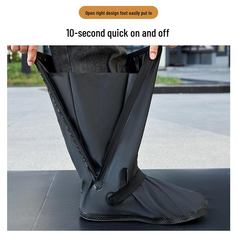 Men's & Women's High-Top Waterproof Non-Slip Rain Shoe Covers, Thickened & Wear-Resistant, Large Size