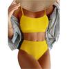 European & American Women's Sexy Wavy Fabric Two-Piece Solid Color Bikini Set