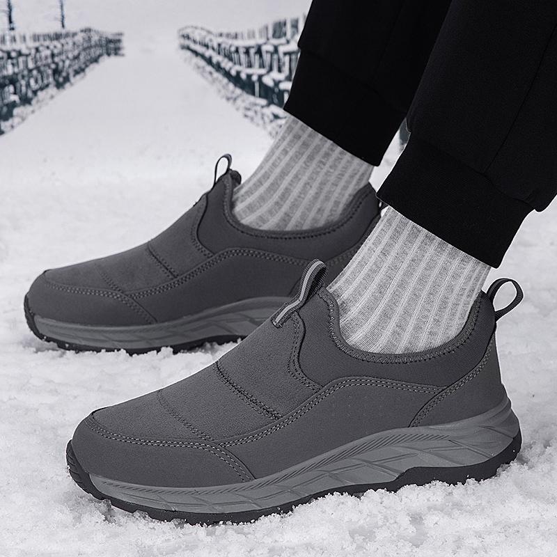 Plush Slip-on Cotton Shoes Warm Loafers Men Women Winter Outdoor Walking Hiking Sports Shoes Anti-slip Flat Shoes