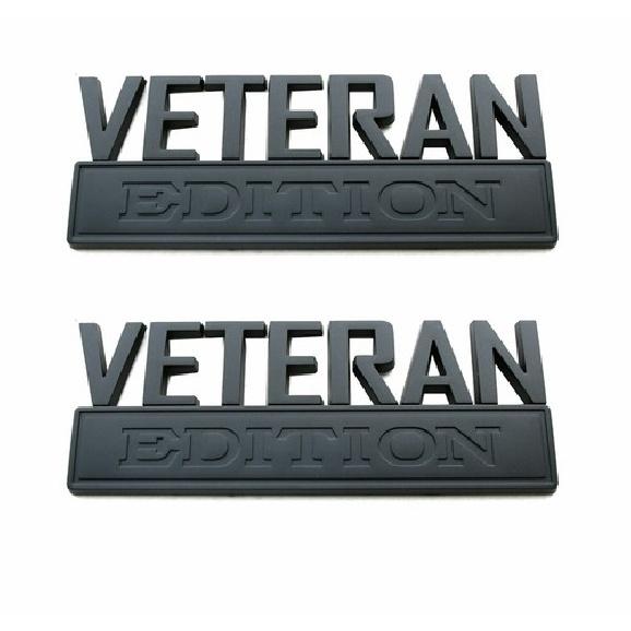 2pcs VETERAN Edition Decals Car Sticker 3D Raised Letter Emblem Black Matte