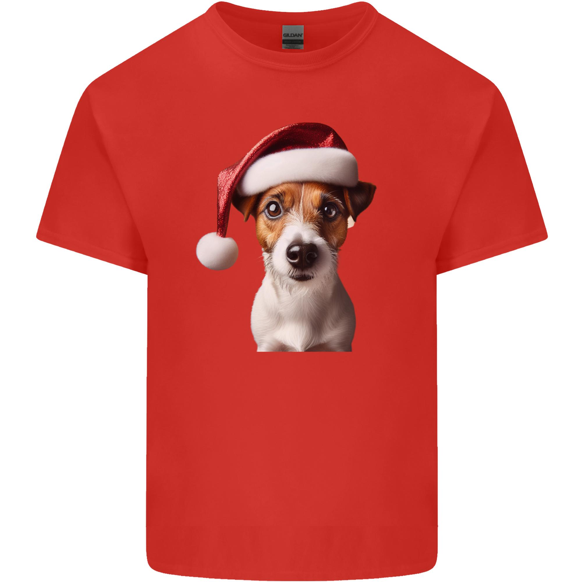 Christmas Jack Russell Dog Wearing an Xmas Hat Unisexs Light Cotton TShirt S