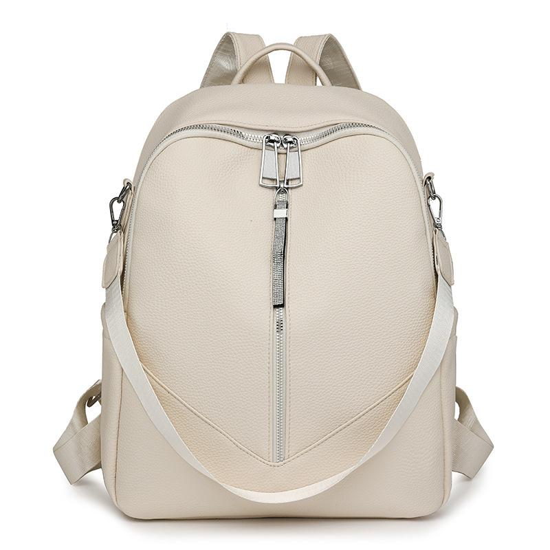 

Модный легкий и повседневный дорожный рюкзак большой вместимости для поездок на работу и обратно для студентов колледжей бежевый