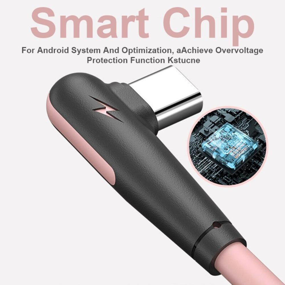 Data Cable 5A Type C Cable Fast Charging Cord 90 Degree Charger Cable Soft Silicone USB C Cable