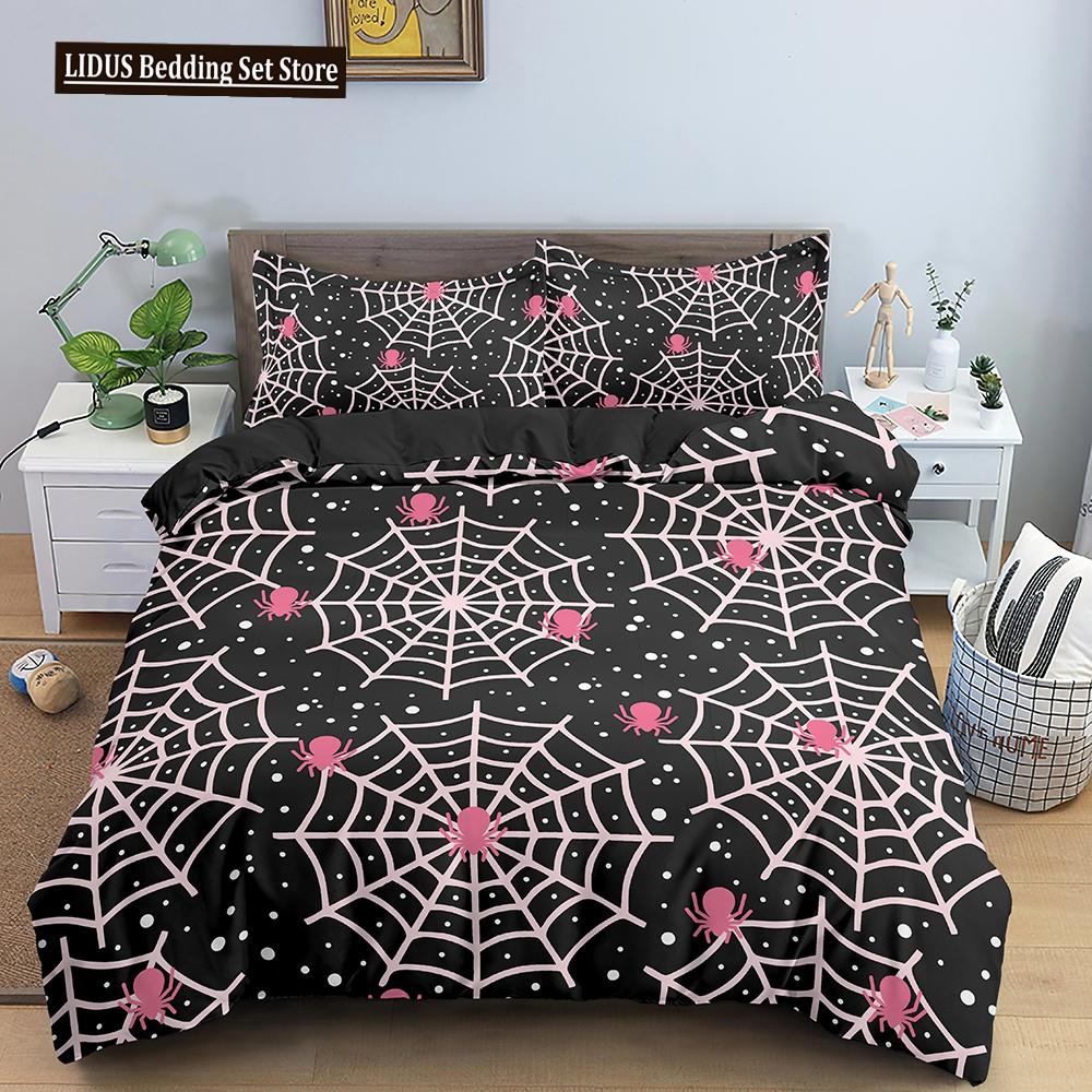 Halloween Bettbezug Cartoon Kürbislaterne Bettwäsche Geist Steppdeckenbezug Kinder Jungen Mädchen Halloween Geschenk Raumdeko 3-teilige Bettwäsche