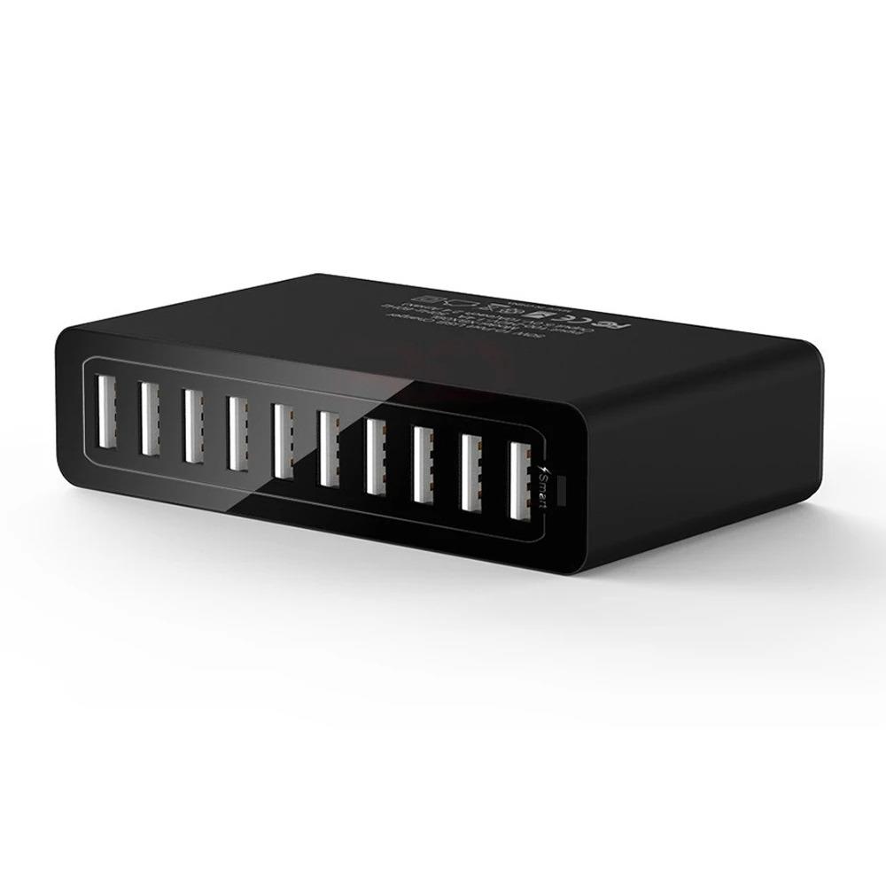 60W USB Charger Station 10 Port Desktop USB Fast Charger for Smart USB Charger for Multiple Devices Smart Phone Tablet Laptop