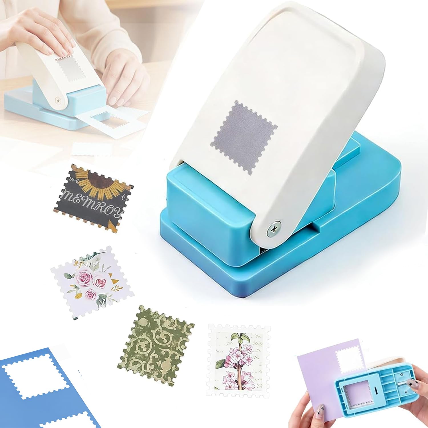 

Yihuilan Craft Stamp Square Hole Easy to Paper Square for Paper High Perfect for Card Making x Punch, Punch, Punch, Use, Non-Slip, Cutter, Embossing,