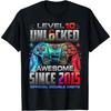 Level 10 Unlocked Awesome Since 2015 10th Birthday Gaming T-Shirt(1)