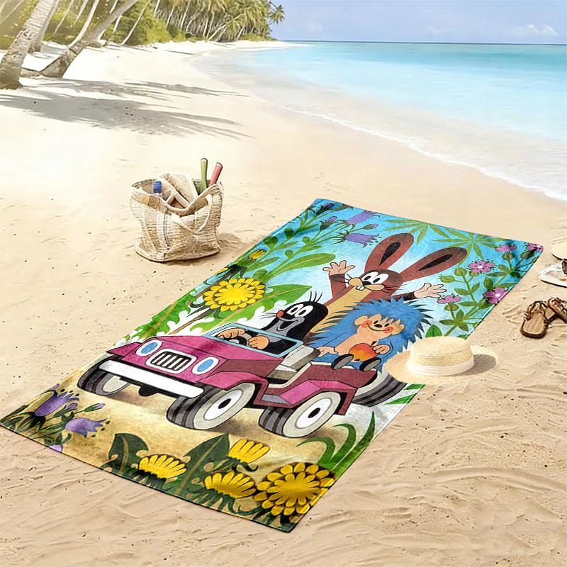 Krtek poster Beach Towel, Large Soft Quick Dry Towel for Beach Camping Swimming