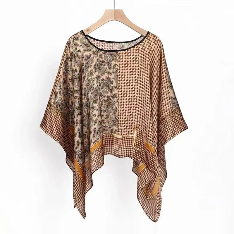 2025 Shawls Summer Beach Sexy Women Fashion Print Chiffon Smock Bikini Cover Up Loose Blouse Sunscreen Comfortable Poncho Hot