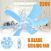 220V Tragbarer 6-Blatt Mini-Deckenventilator Einfach aufhängbar Einfach aufhängbar Netzstecker Schalter 7W Neu